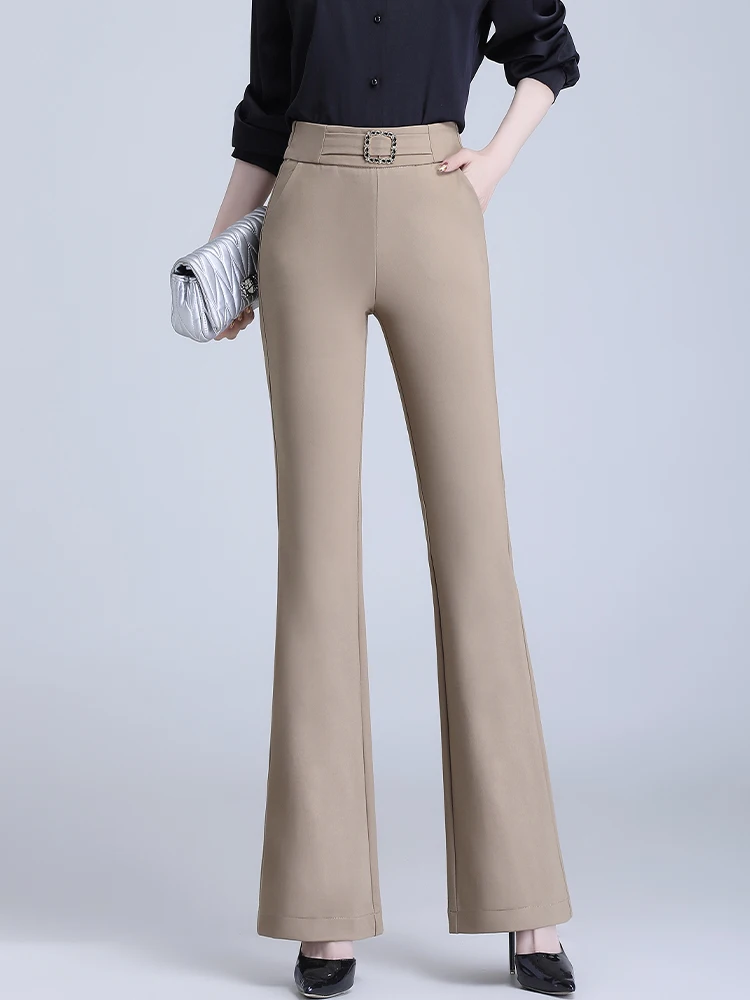 

High Waist Wide Leg Pants Women's Casual Straight Cut Spring Autumn New Style Elastic Waist Slimming Suit Pants Drapey