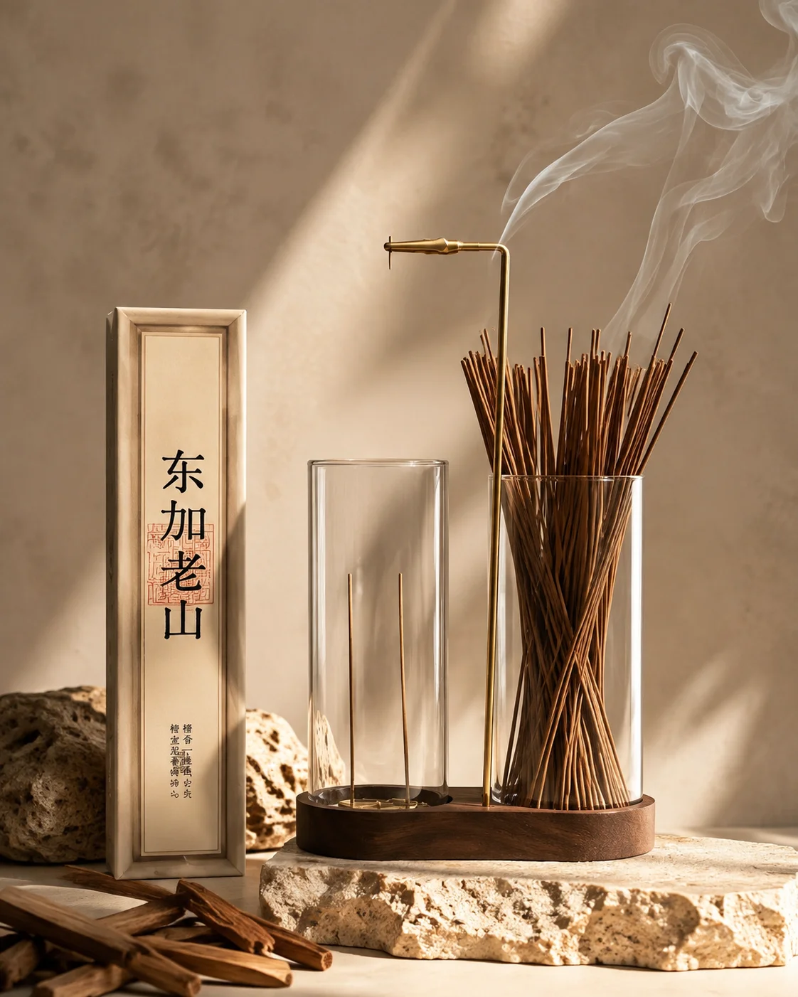 30G Sandalwood Incense Sticks Natural Woody Scent Stick Incense Oriental Home Fragrance for Meditation Yoga Tea Room Relax Aroma