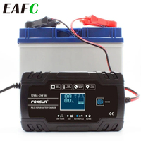 EAFC 12V-24V 8A Car Battery Charger LCD Automatic Pulse Repair Charge for Lifepo4 AGM Lead-Acid Lithium Battery Charger for Auto