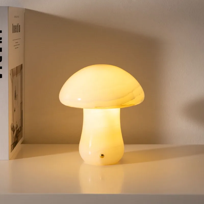 Marble Table Lamp Mushroom Portable Luxury Study Desktop Light Hotel Bedroom Bedside Night Desk Lamps Home Desks Decoration