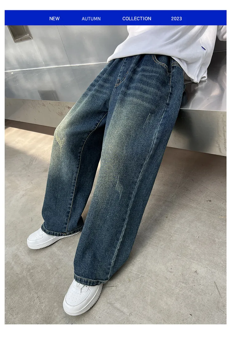 Street-Style Kinder-Jeans mit Bunten Prints für Teenager-Mädchen, Modische Hip-Hop-Tanz-Jeans, Trendige Hiphop-Denim-Hosen für Kinder – Detail 7