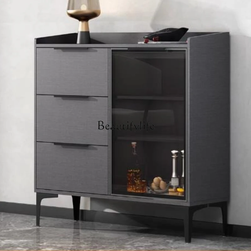 

*Light luxury against the wall, simple modern black high-end home kitchen locker