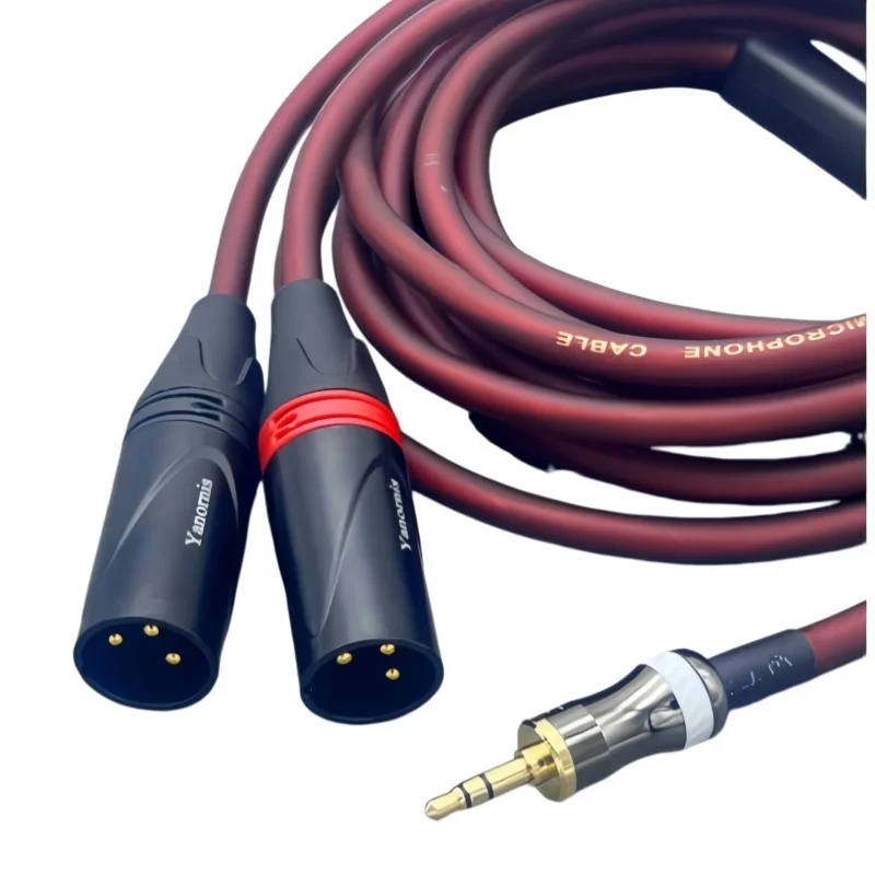 Pure copper 3.5mm to dual cannon male plug 2 XLR connector audio line monitor speaker balance line cable