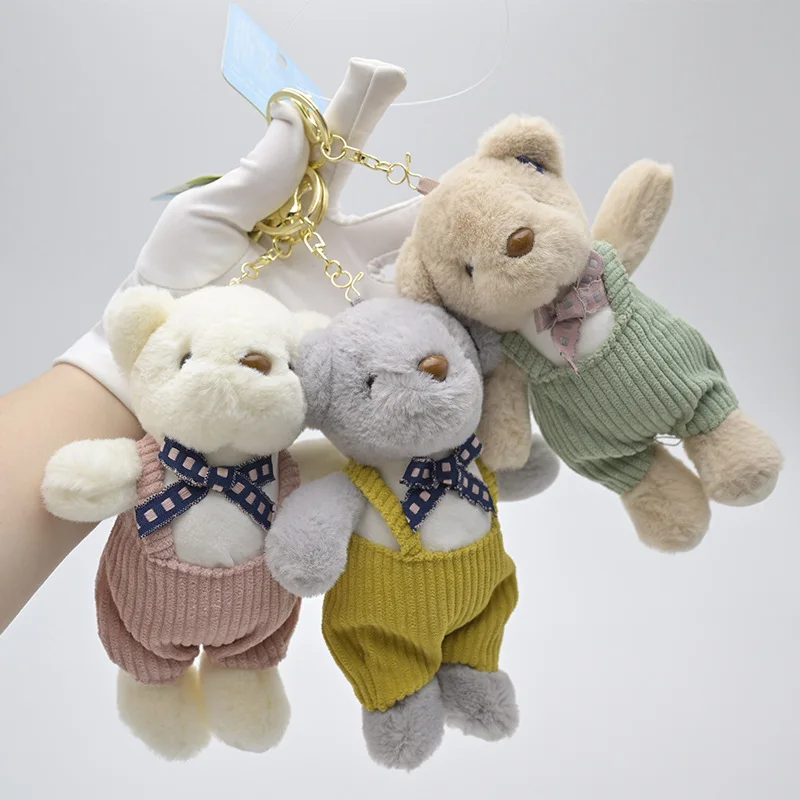 

new popular Cute exquisite Cool straps Bear Plush Toy Keychain Bag Pendant Creative fashione Grab Machine Doll birthday gift