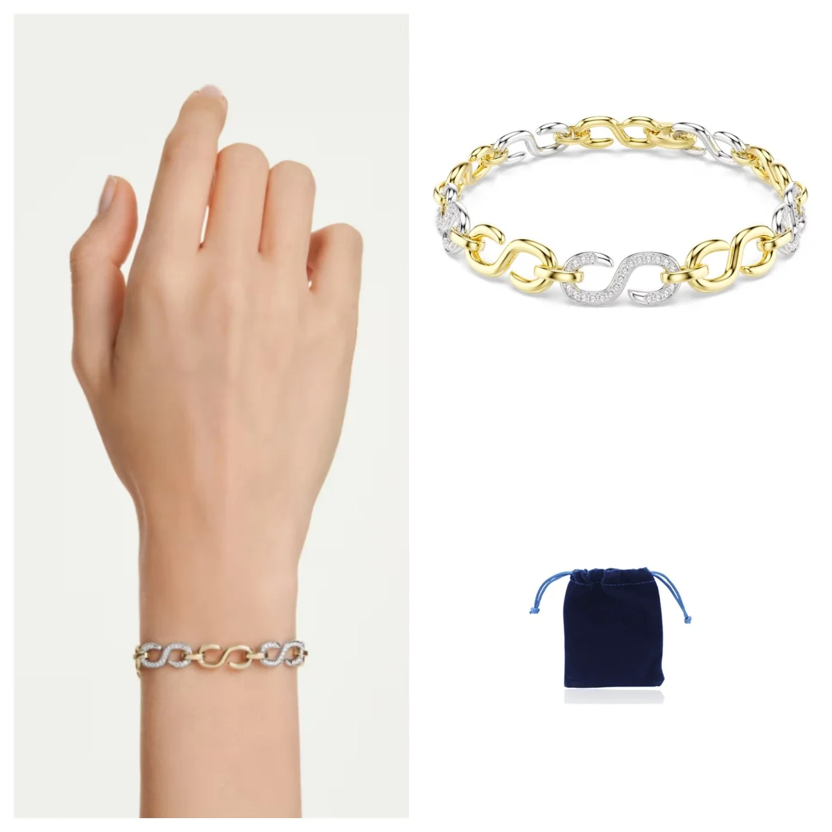 

Dextera bracelet Round cut, White, Mixed metal finish