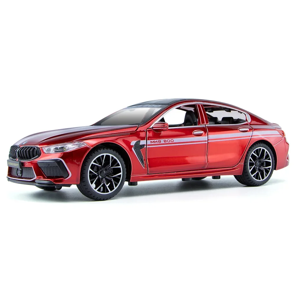 1:24 BMW M8 MH8 800 MANHART  Alloy Car Model Diecast Metal Toy Vehicles Car Model Sound and Light High Simulation Kids Gift