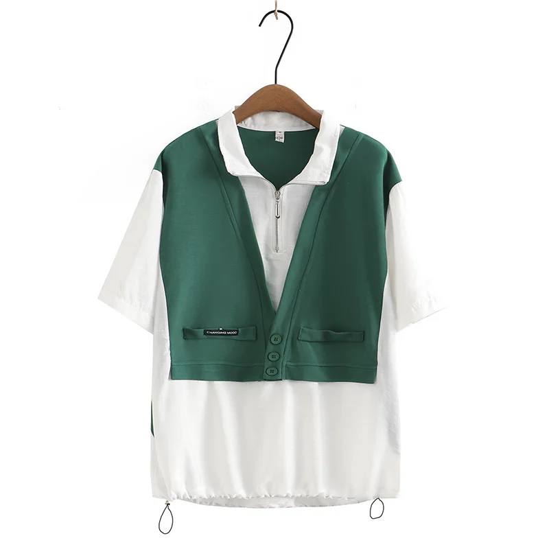 Camiseta verde de manga corta con cuello en V para mujer, blusa de talla grande 3XL, 4XL, 5XL, 6XL, primavera y verano, novedad de 2023