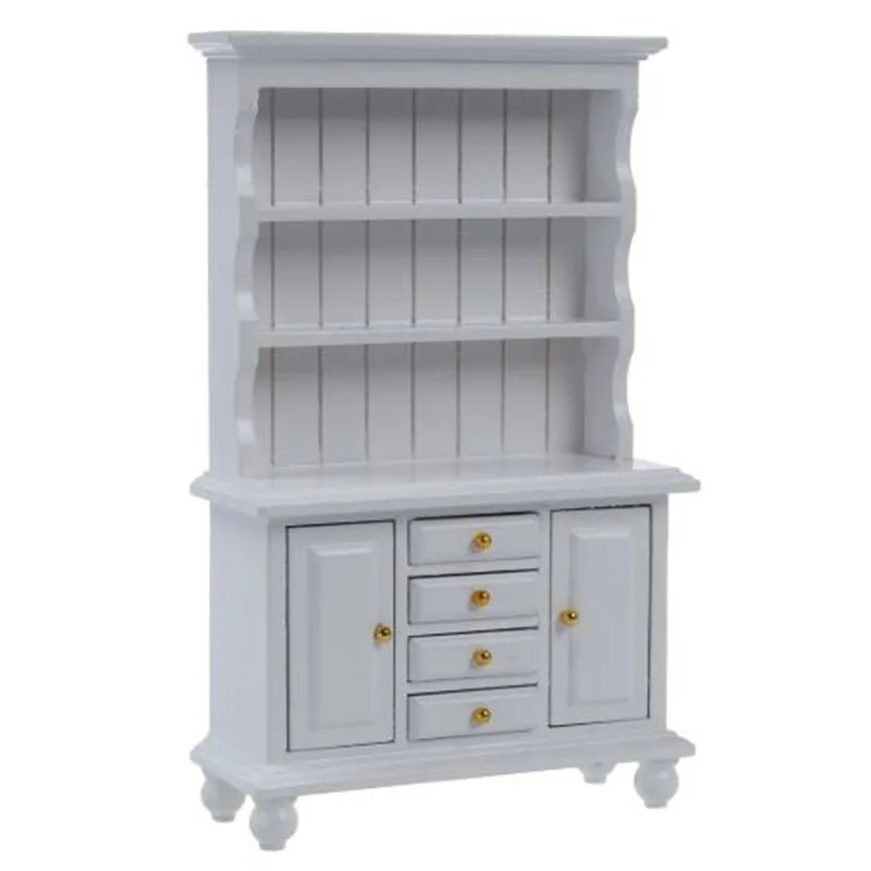 1/12 Dollhouse Miniature Furniture Multifunction Wood Cabinet Bookcase White