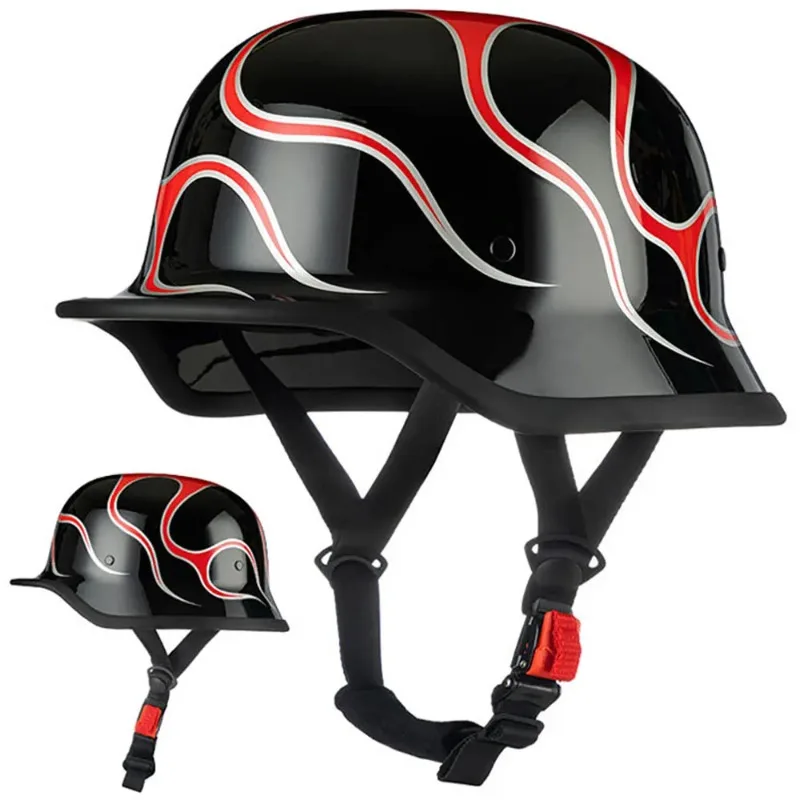 

Motorcycle German Style Scoop Helmet Retro Half Helmet Summer Cruising Electric Bike Helmet DOT Approved For Men And Women