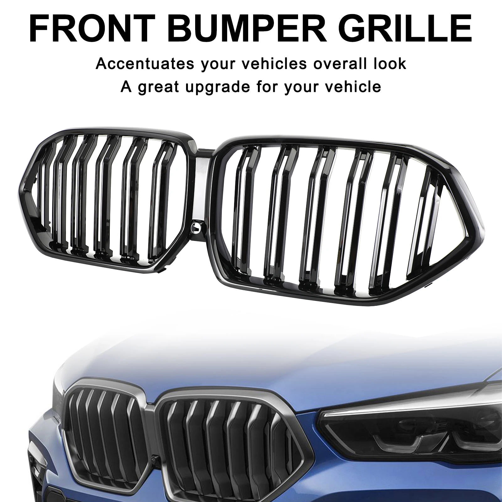 Artudatech Front Bumper Grille Grill Fit BMW X6 G06 M50i 2020-2022 W/Camera Hole Black