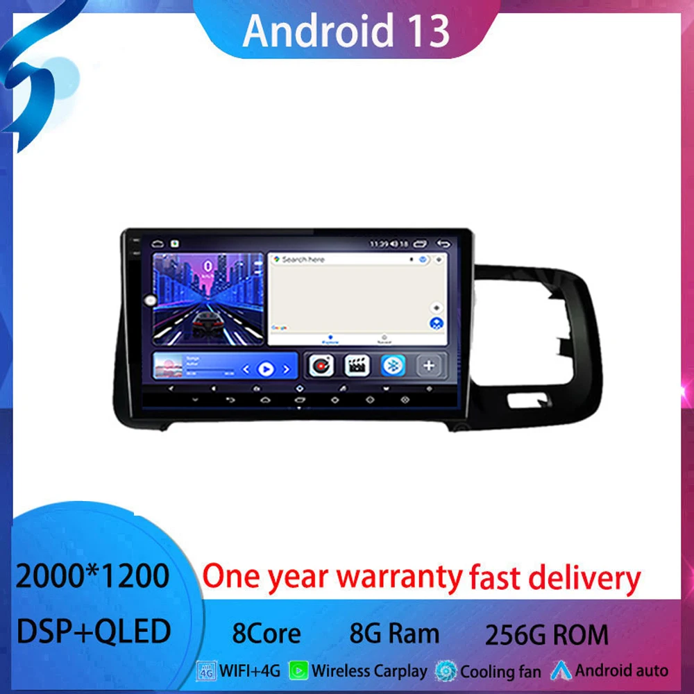 

9 inch For Volvo S60 V60 2011-2020 android 13 Car Radio Multimedia Video Player Carplay QLED Screen 4G BT Wifi GPS