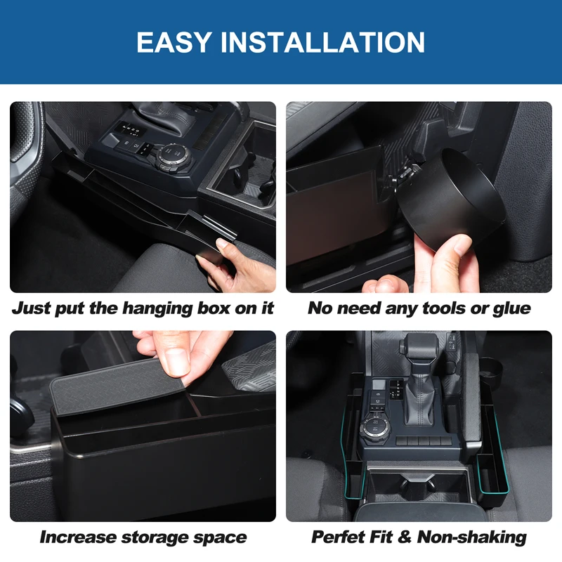 

ABS Black For Toyota Tacoma 2024+ Car center gear storage box water cup seat car interior decoration accessories LHD