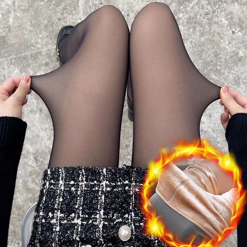 

Thermal Pantyhose for Women Winter Warm Fleece Lined Tights Fashion Sexy High Waist Elastic Thicken Thermo Stockings Socks