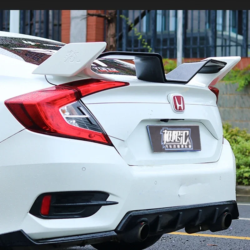 For Honda Civic Spoiler 2016 2017 2018 yofer Style Car Decoration Rear Roof Tail Wing ABS Plastic Black  Pattern