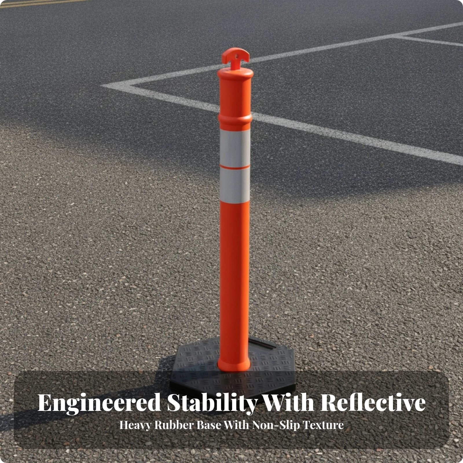 Traffic Warning Post with Weighted Base High-Visibility Delineator Post with Base Traffic Delineator Barrier Reflective Portable