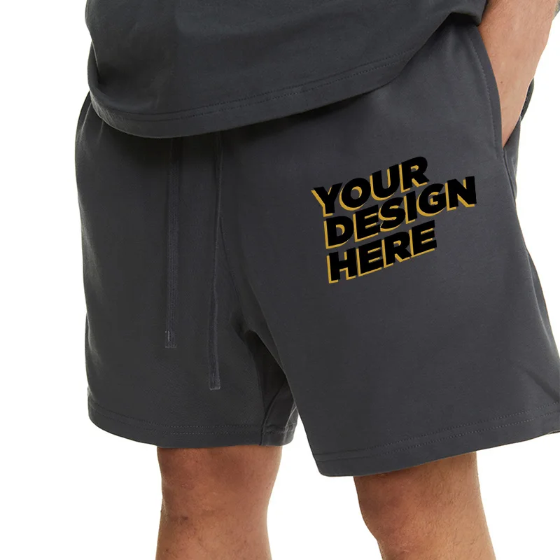 Logotipo personalizado homem moda americana de alta qualidade esportes casuais suor unissex calças shorts para homem e mulher 100% algodão 350gsm