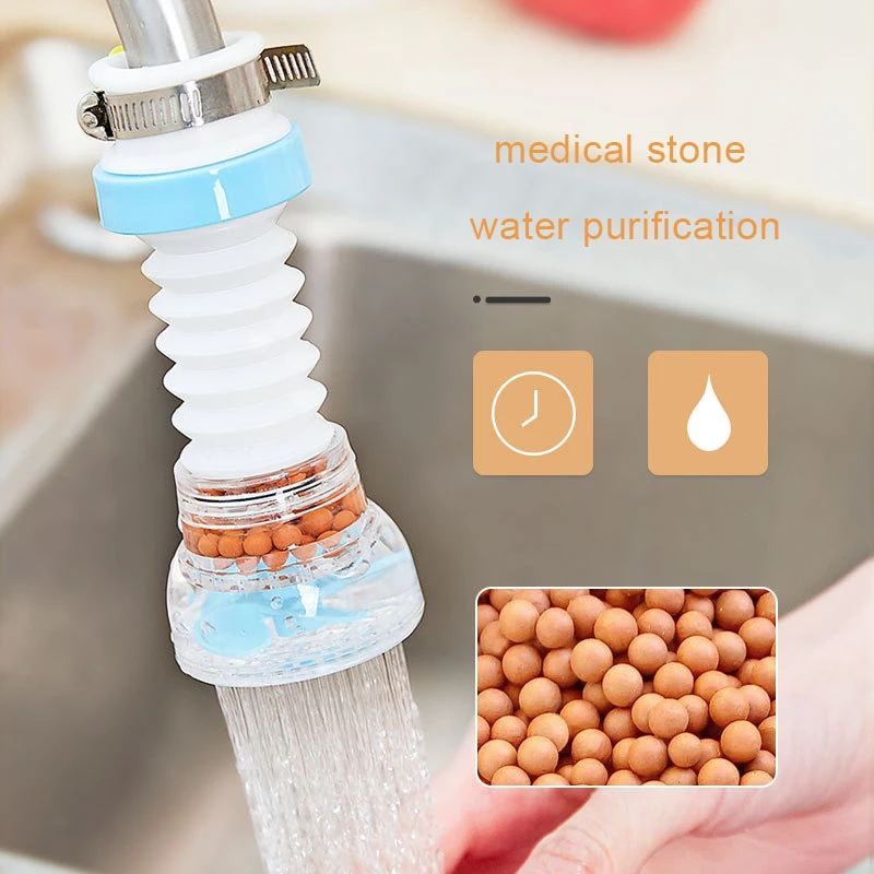 

Faucet Splash-proof Head 360° Rotating Kitchen Water Purification Filter Telescopic Rotating Maifan Stone Shower Kitchen Gadget