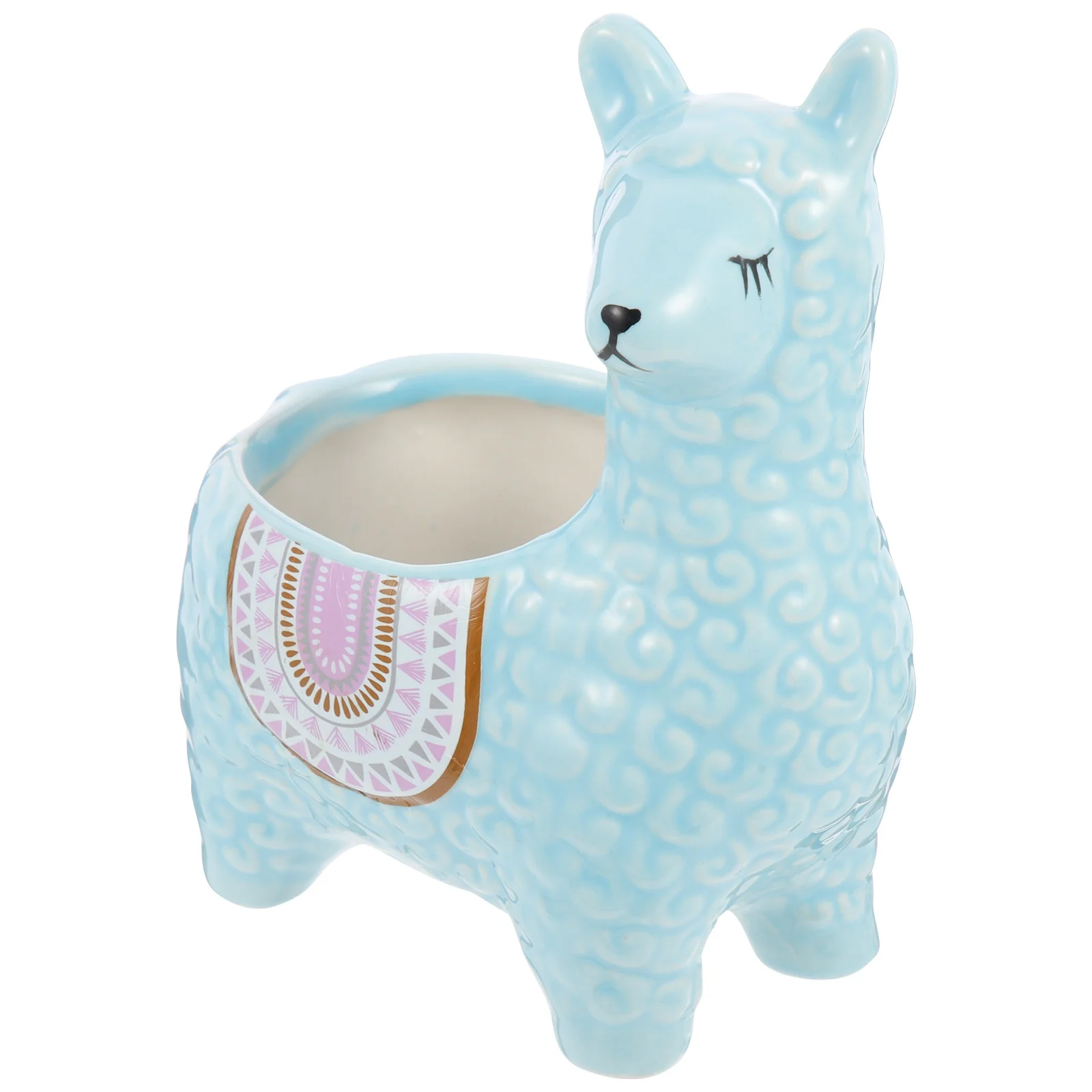 

Alpaca Ceramic Flowerpot Small Desktop Succulent Planter Pot Office Pen Holder Cute Cartoon Theme Garden Decor
