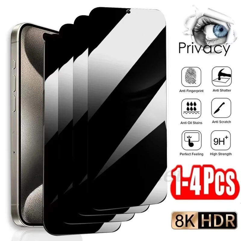 

1-4PCS Privacy Screen Protector For Xiaomi Redmi Note 13 Pro 5G 14 12 9 4G 11 10 ProMax 8T Redmi 12 13C Anti-Spy Temered Glass