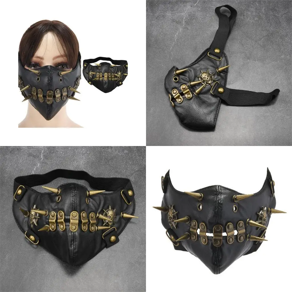 

R1WE Gothic Rivet Studded Skeleton Face Cover Costume Accessory Role Play