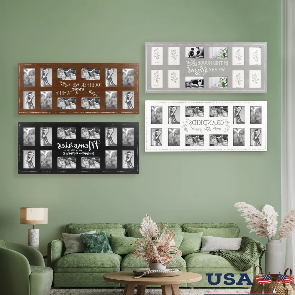 

Large 12 Opening Picture Frame Collage Rustic Wall Decor Family Photos Memories Gift Idea