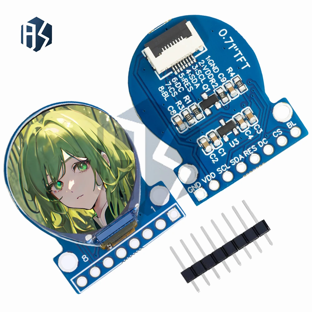 TFT عرض 0.71 بوصة TFT وحدة عرض إل سي دي مستديرة RGB 160*160 GC9A01 سائق 8PIN SPI واجهة 160x160 PCB لاردوينو