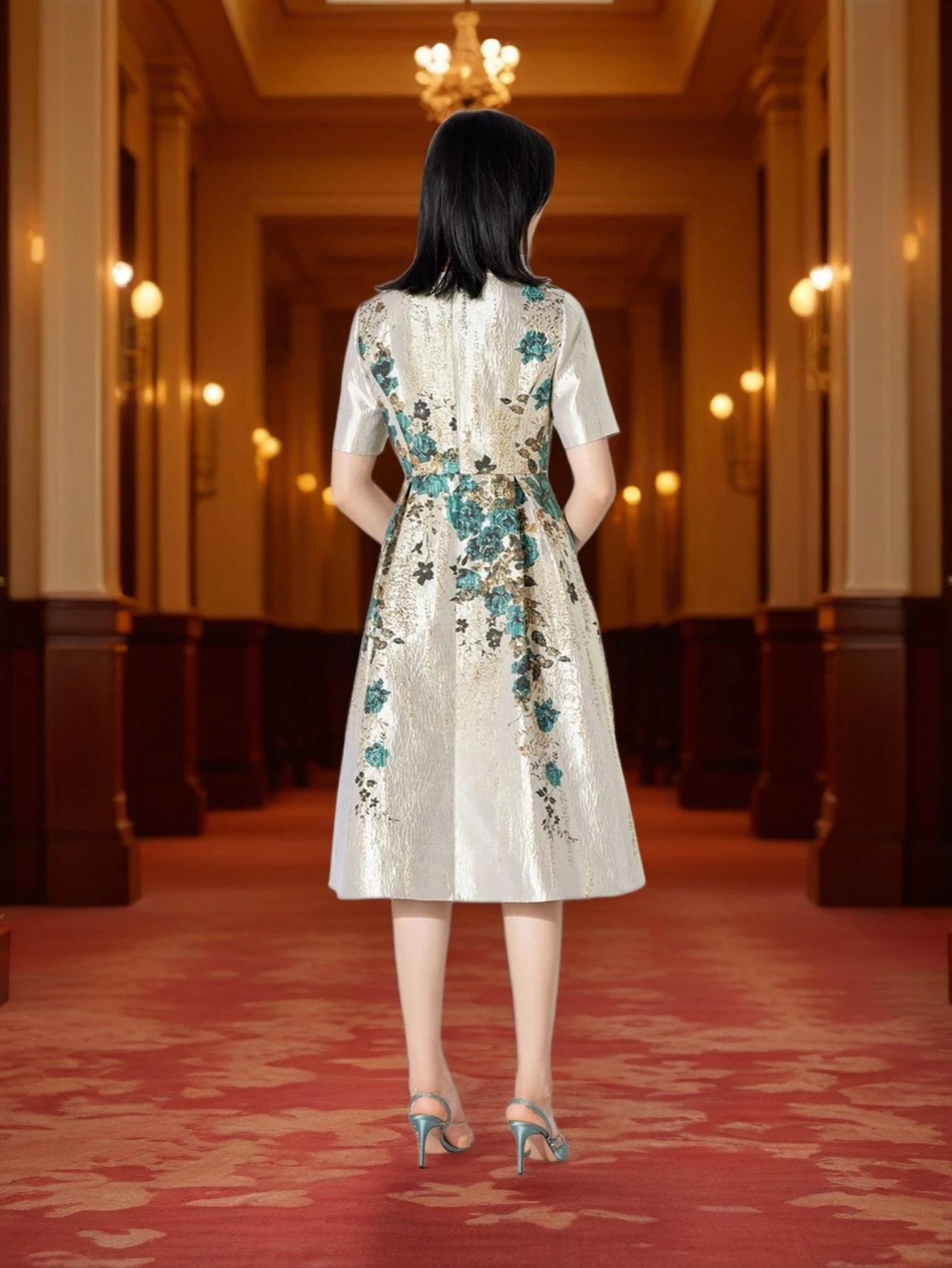 Elegant Summer Women Dress Jacquard Luxury 2025 New Arrival Boho Floral Dress Party Evening Maxi Clothing Ball Gown Robe Vestido
