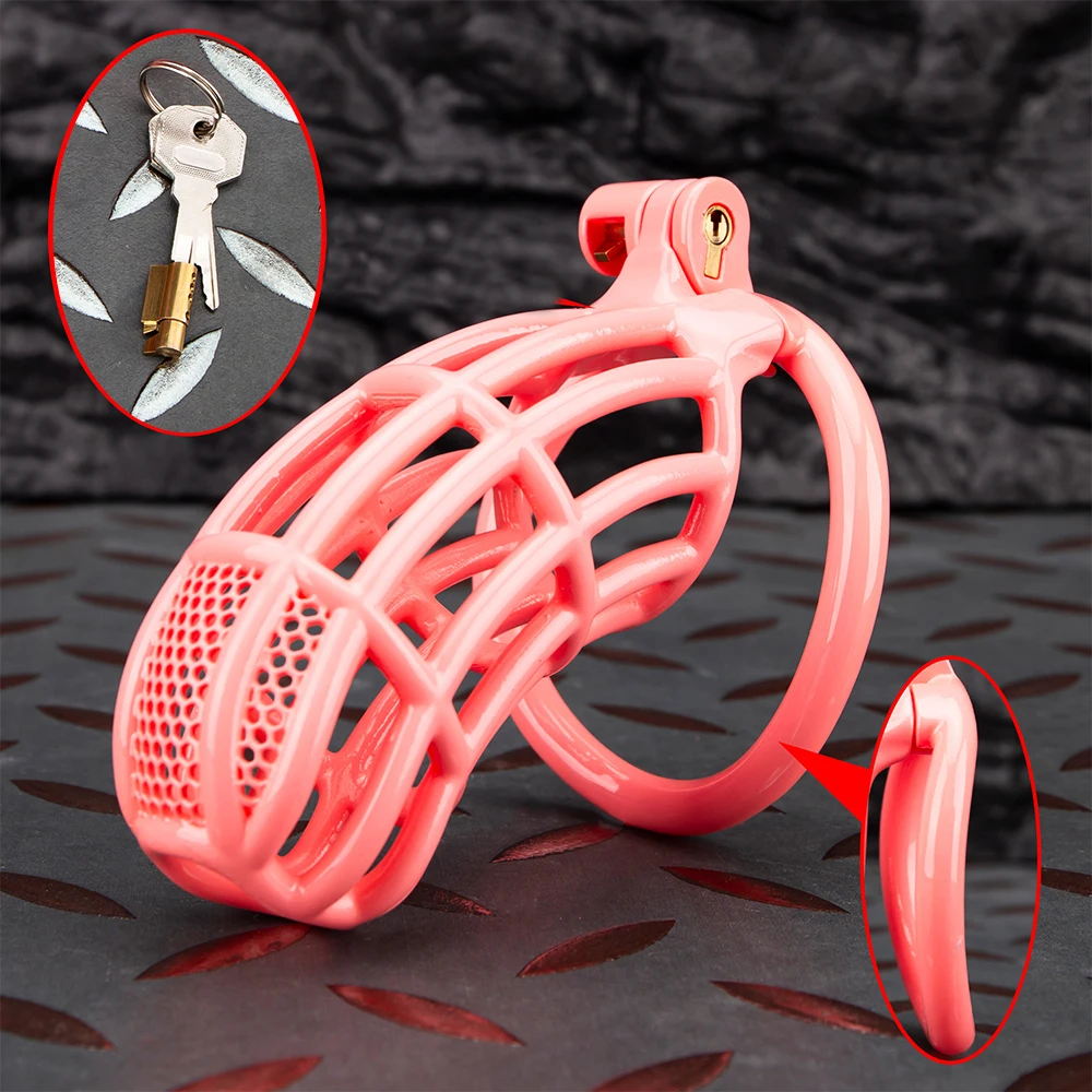 

BDSM Honeycomb Pink Cock Cage Male Chastity Device Cage Penis Restraint Lock Husband Loyalty Sex Toys For Men