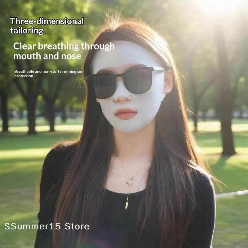 【R】Summer Outdoor UV Protection Face Cover For Women Hang-Ear Sports Mouth Cover Breathable Open-Nose Running Cycling Mask