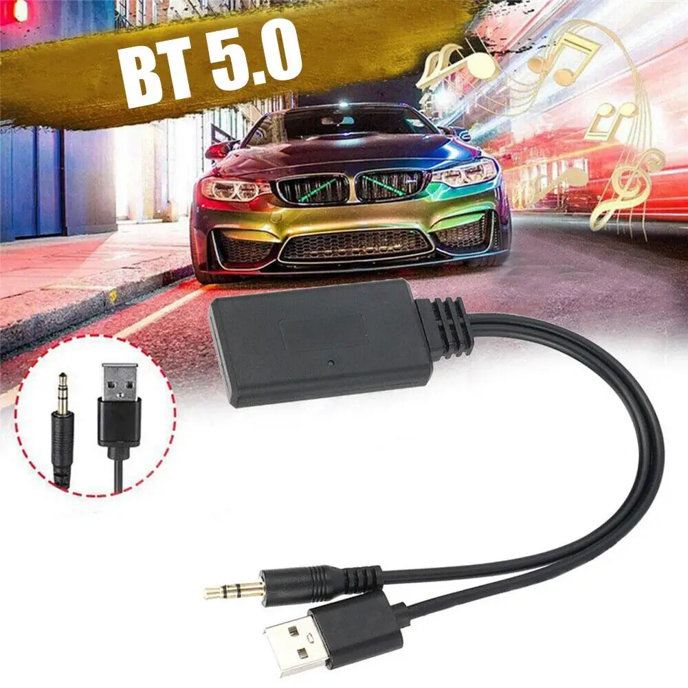 Receiver Adapter Wireless Bluetooth 5.0 Adapter USB + 3.5mm Jack Stereo Audio For Car AUX Speaker Headphone Reciever Handsfree