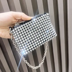 Mini Smal Bag Shiny Rhinestone Coin Purse Short Chain Coin Bag Handle Small Card Bag Handle Woman's  purse Design handmade