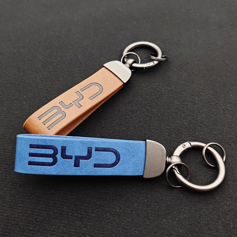 2025 سلسلة مفاتيح جلدية فاخرة للسيارة شعار BYD حلقات المفاتيح أفضل هدية لـ BYD ATTO 3 SEAL U DOLPHIN U8 U9 HAN TANG اكسسوارات السيارات