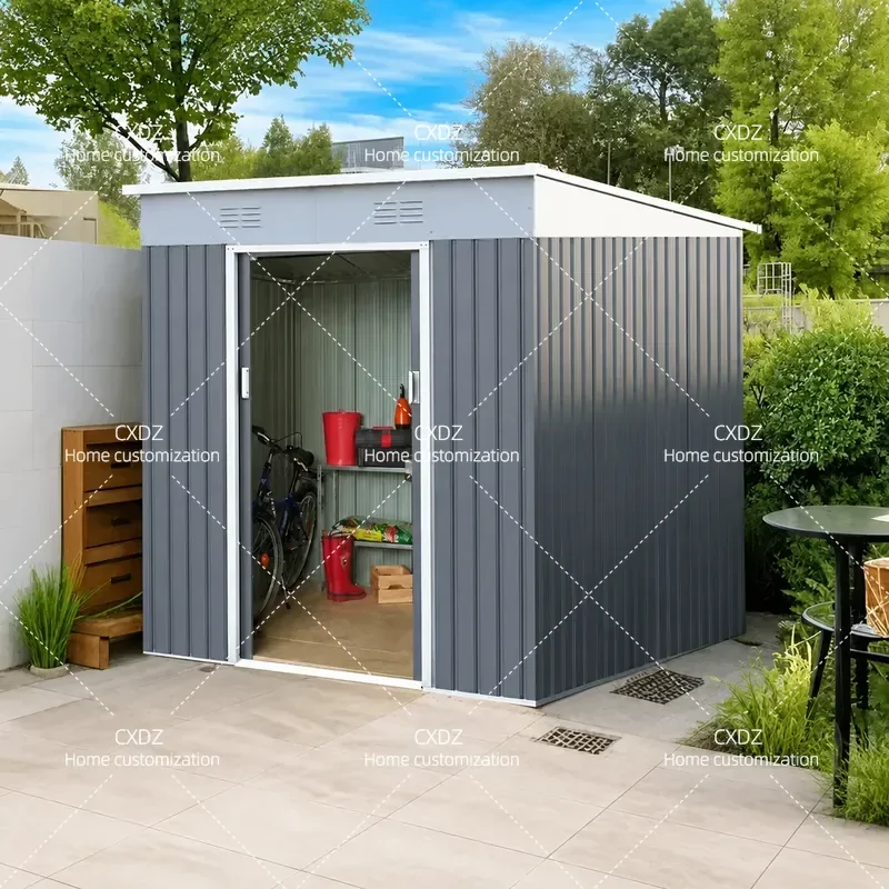 Outdoor Storage Shed Iron Utility House for Courtyard Tool Room Simple Prefab Activity Board Room Garden Storage Solution