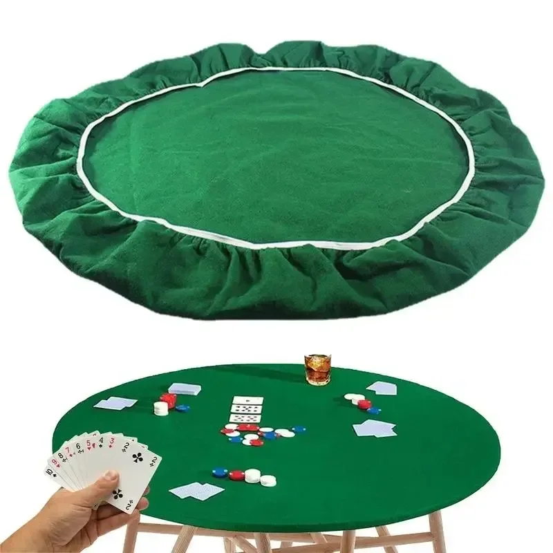 Poker and Bridge Game Table Cover Round Felt Anti Slip Elastic Tablecloth Suitable for 36 To 48 Inch Game Table Cover