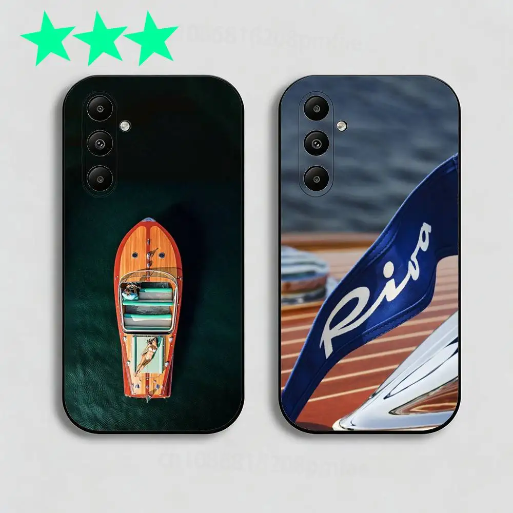 R-RIVA Yacht luxurious Brand Phone Case For Samsung Galaxy A13,21s,22,31,32,40,52,71,A91 Soft Black Shell