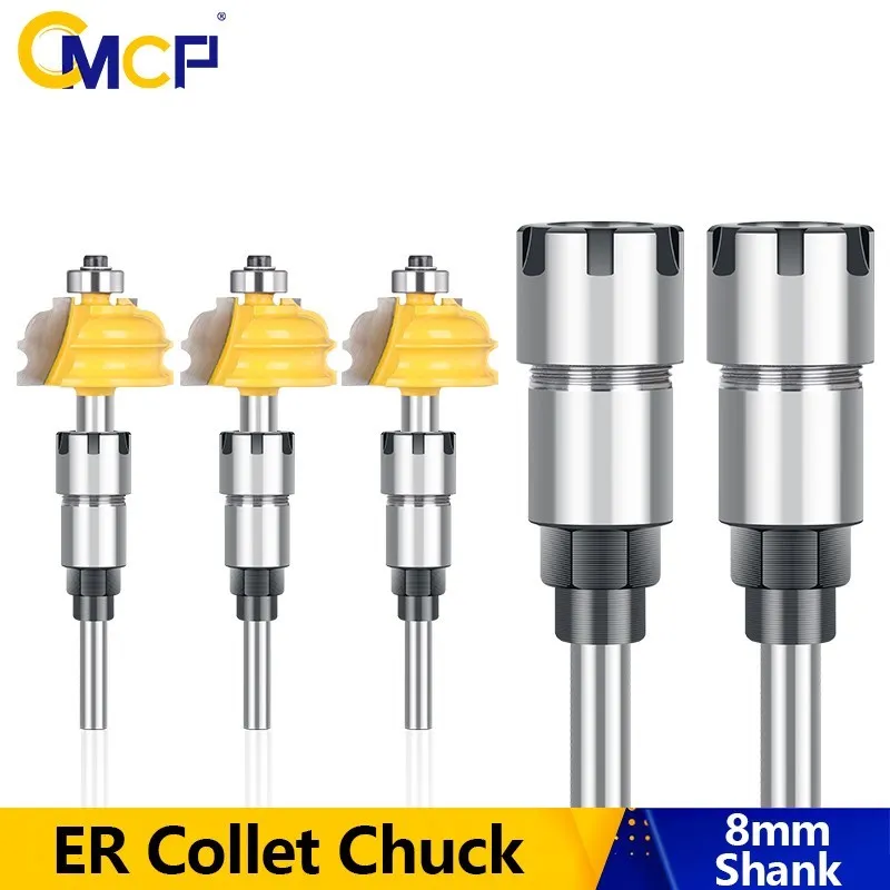 Router Bit Adapter Extension 1/4inch 1/2inch 8mm Shank with ER Collet Chuck ER16 ER20 for Milling Cutter CNC Machine Tool Holder