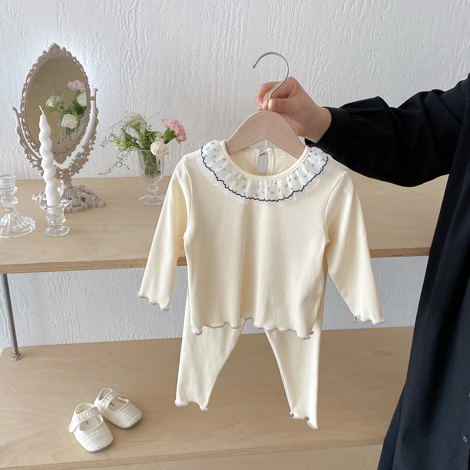 Boys Girls Tops + Pants Casual 2pcs Suit Kids Toddler Cotton Lace Pajamas Outfits 2025 Autumn New Children Home Clothes Set