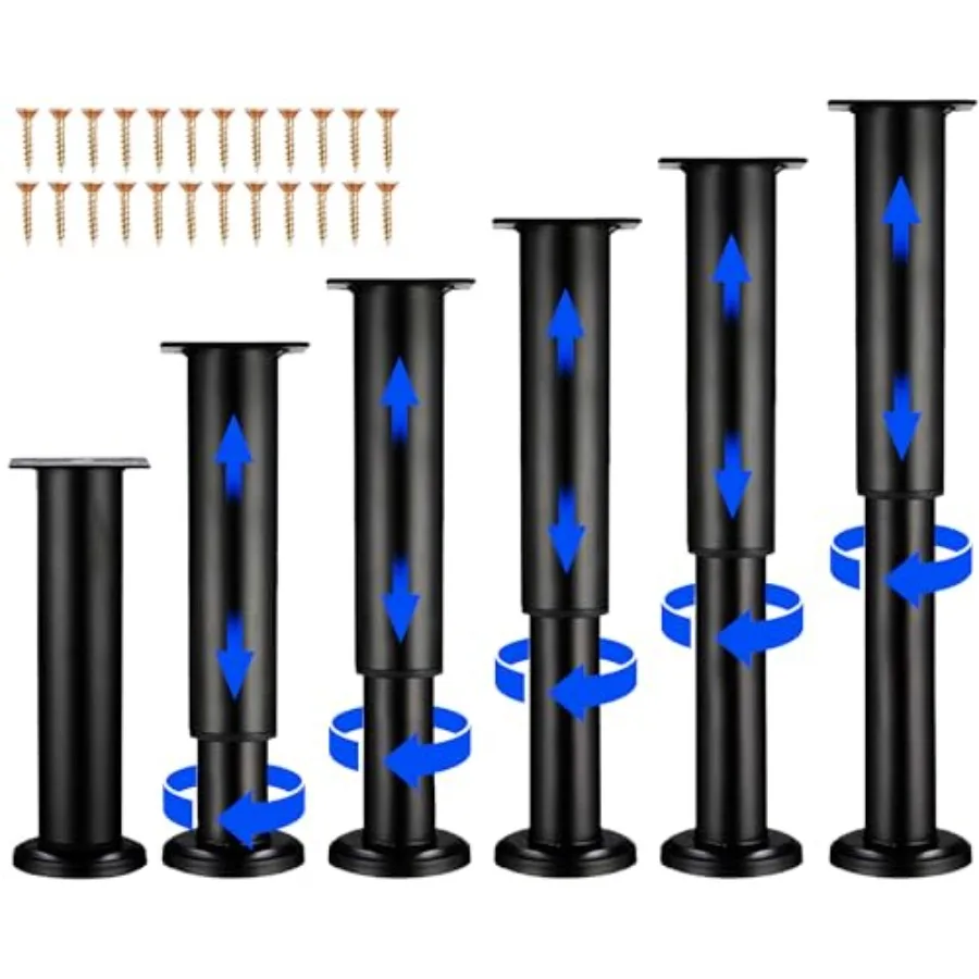 

6 регулируемых по высоте опорных ножек для кровати/центральной планки кровати, сверхпрочные сменные мебельные ножки 7.08-12.2 дюйма