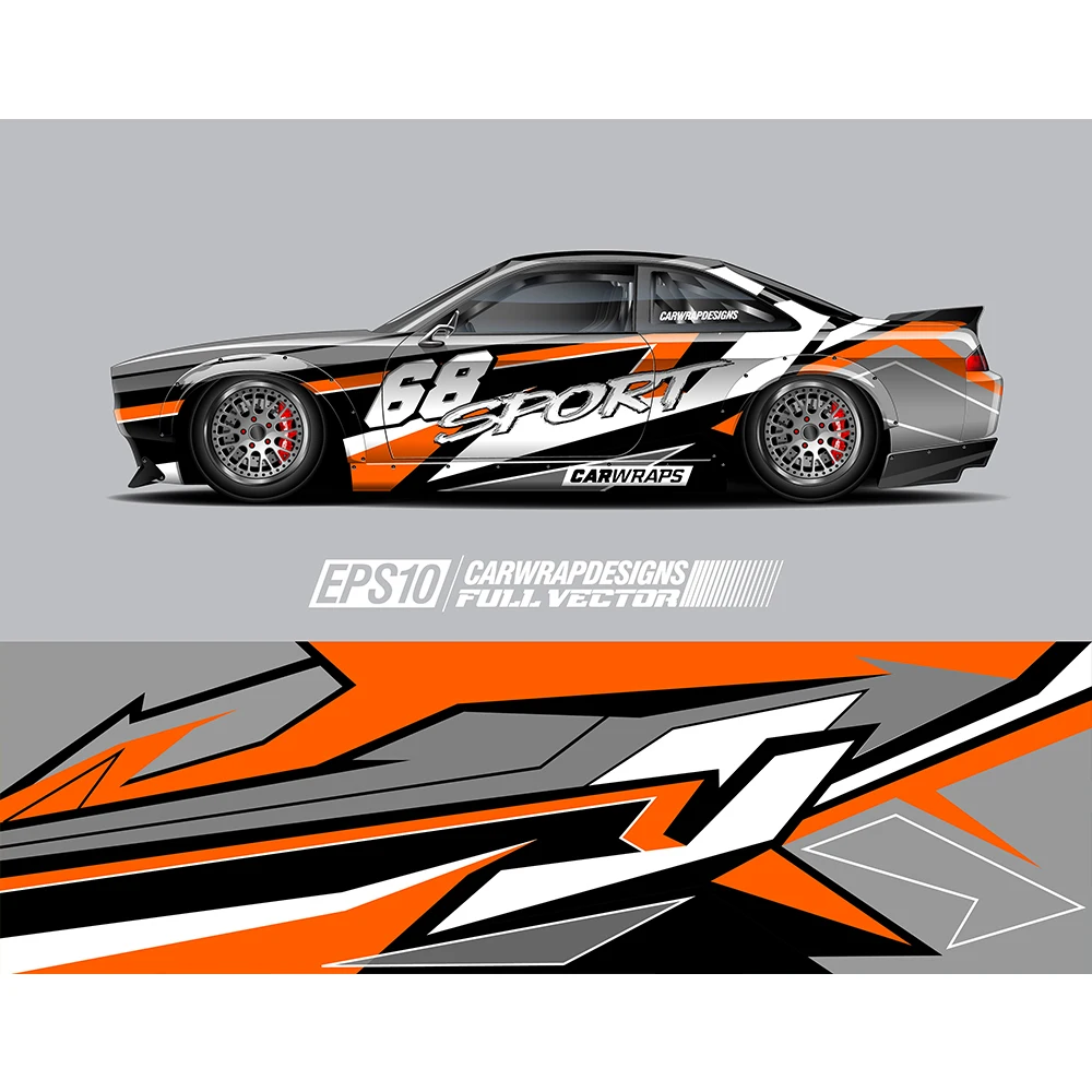 Colorful Gold Racing Car Graphic Decal Full Body Racing Vinyl Wrap Car Full Wrap Sticker Decorative Car Decal Size 450cm*100cm