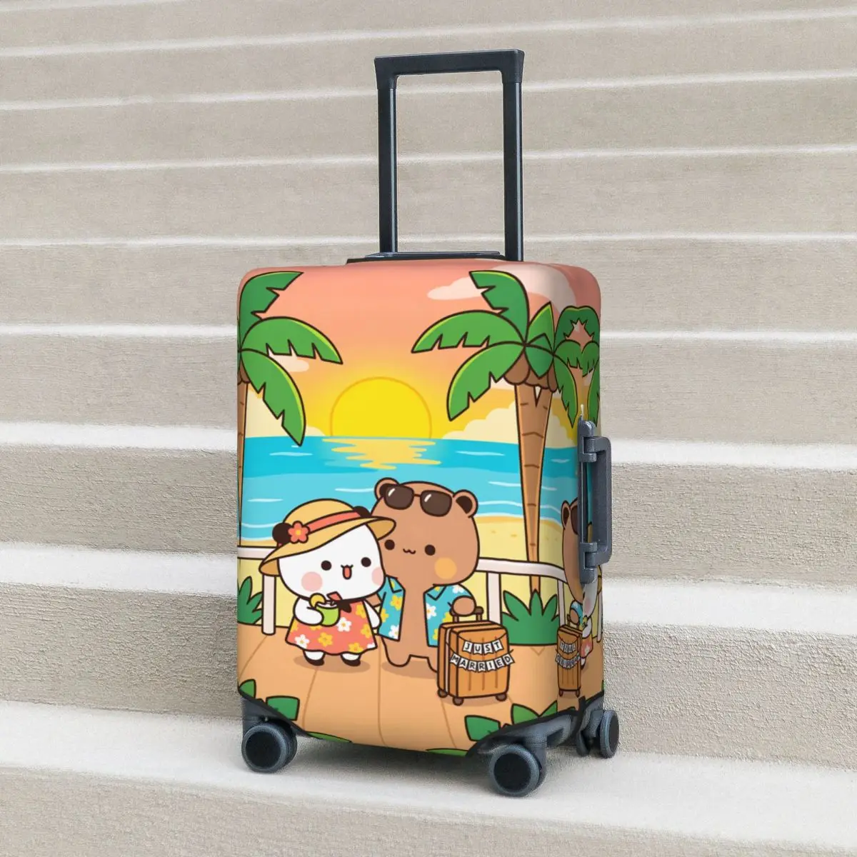 

Чехол для чемодана с изображением панд Бубу и Дуду, забавный защитный чехол для путешествий, аксессуары для багажа, для авиаперелетов