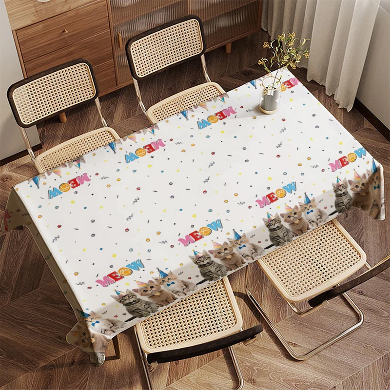 Cute Cat Pattern Tablecloth Restaurant Kitchen Tablecloth Living Room Home Decoration Rectangular Party Decoration