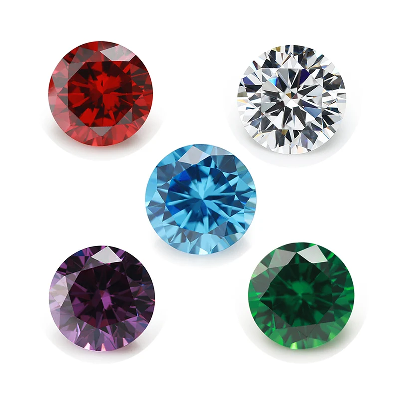 5A Rundschliff-Zirkonia-Steine, gemischt in 5 Farben – Weiß, Granat, Amethyst, Grün, Meerblau, 1,0 mm bis 10,0 mm, synthetischer Edelstein – Detail 1