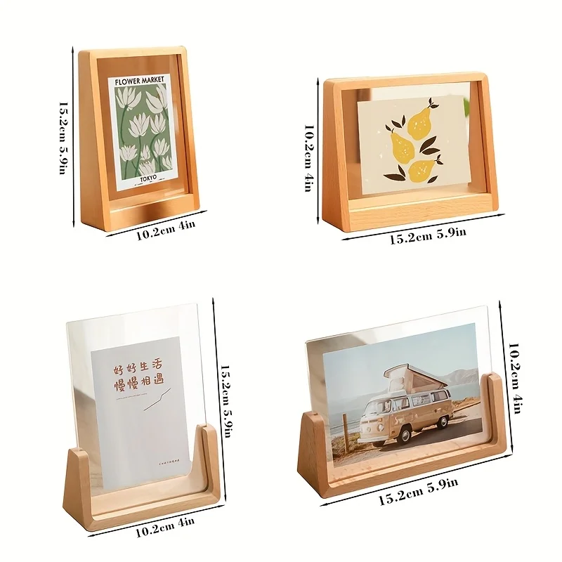 1 Piece Solid Wood Customized Desktop Photo Display Stand, U-Shaped Shatterproof Creative Walnut Ornaments Photo Frame