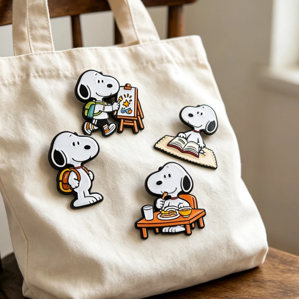 4 Stück Emaille-Anstecknadeln, Cartoon-Hunde-Anstecknadeln, Abzeichen für Rucksack, Kleidung, Accessoires, Tier-Schmuck, Geburtstagsgeschenke, lustige Dekorationen