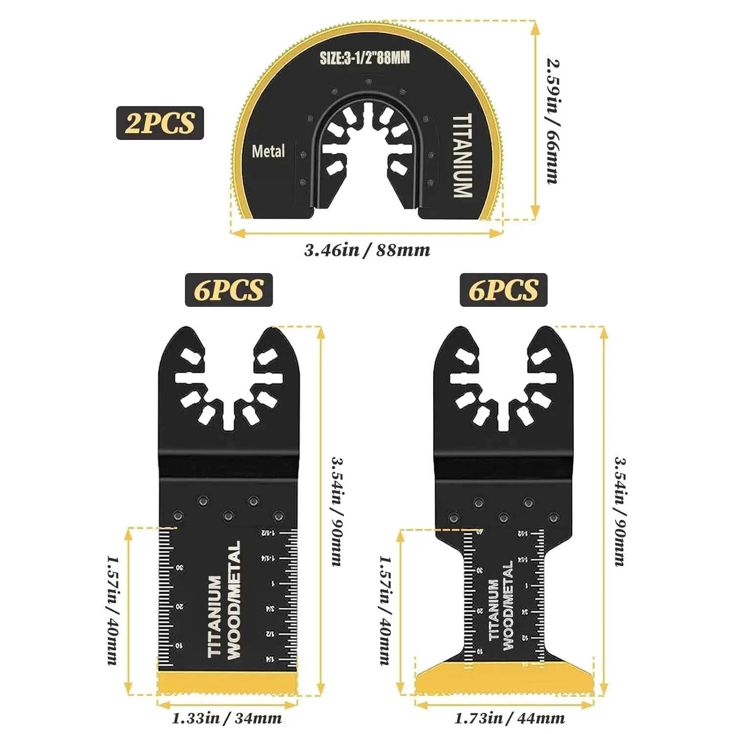 

14PCS Universal Multitool Blades Reinforced Titanium Oscillating Tool Blades for Wood Metal Plastic Cutting Saw Blades