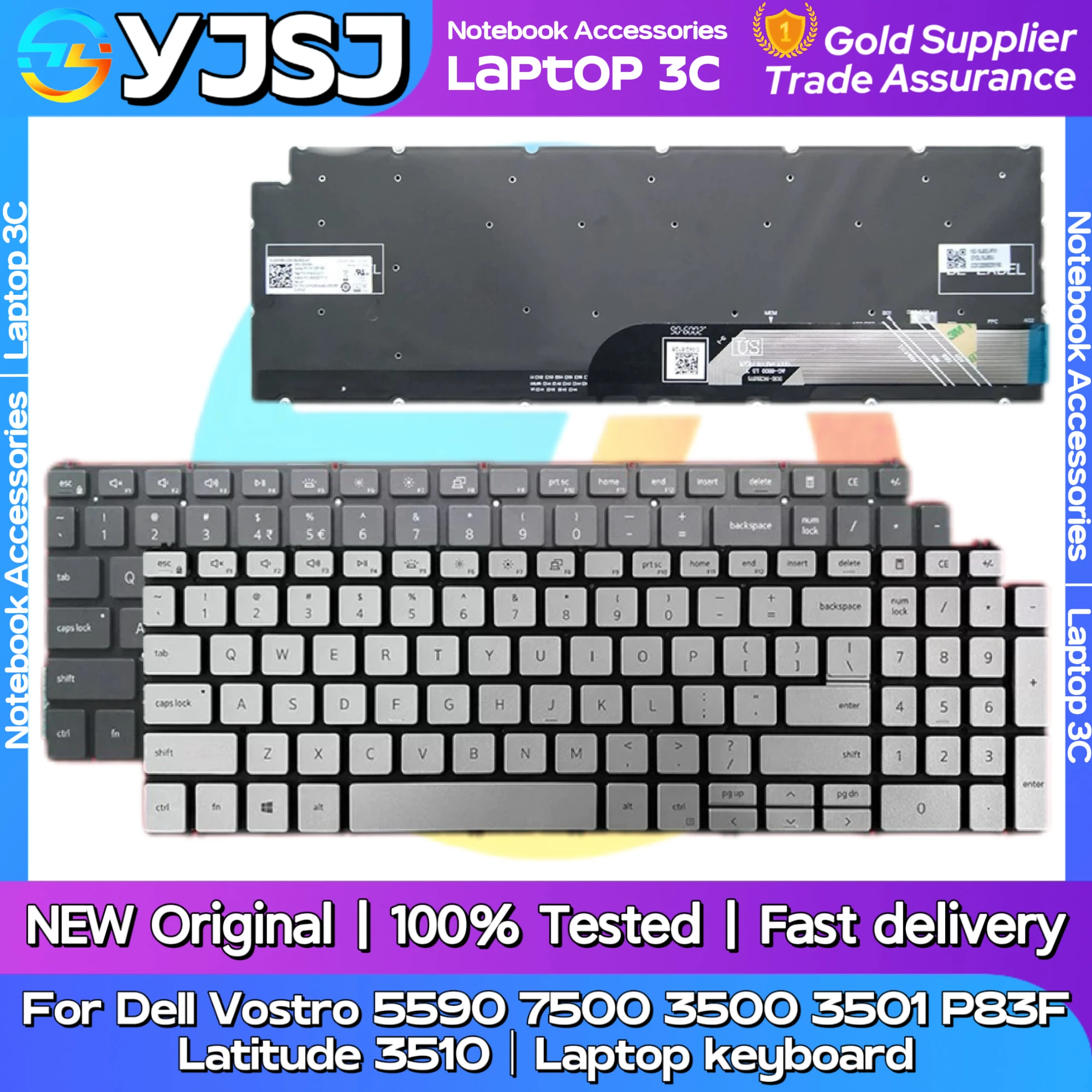 

New Original Laptop Notebook keyboard For Dell Vostro 5590 7500 3500 3501 P83F Latitude 3510 Laptop backlight keyboard