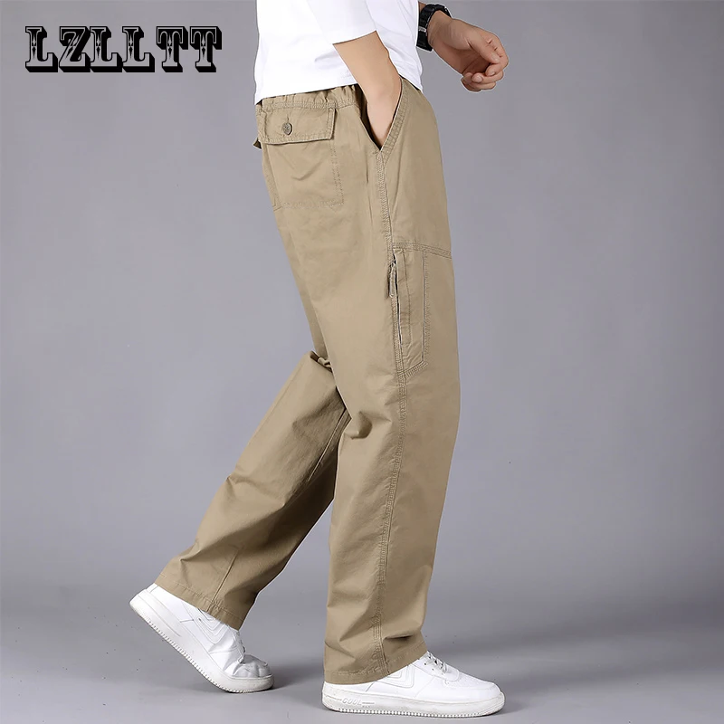

6XL Spring Men Cargo Cotton Pants Men Trousers Mens Autumn Quick Dry Casual Work Multiple Pockets Jogger Trousers Pants Male