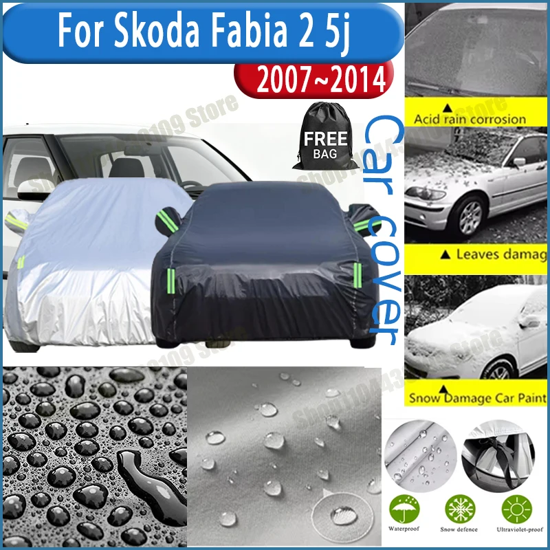 

Чехол для автомобиля Skoda Fabia 2 5j 2007~2014, водонепроницаемый, с защитой от ультрафиолета, всепогодный, пыле- и снегозащитный, дождезащитный, из полиэстера 190T