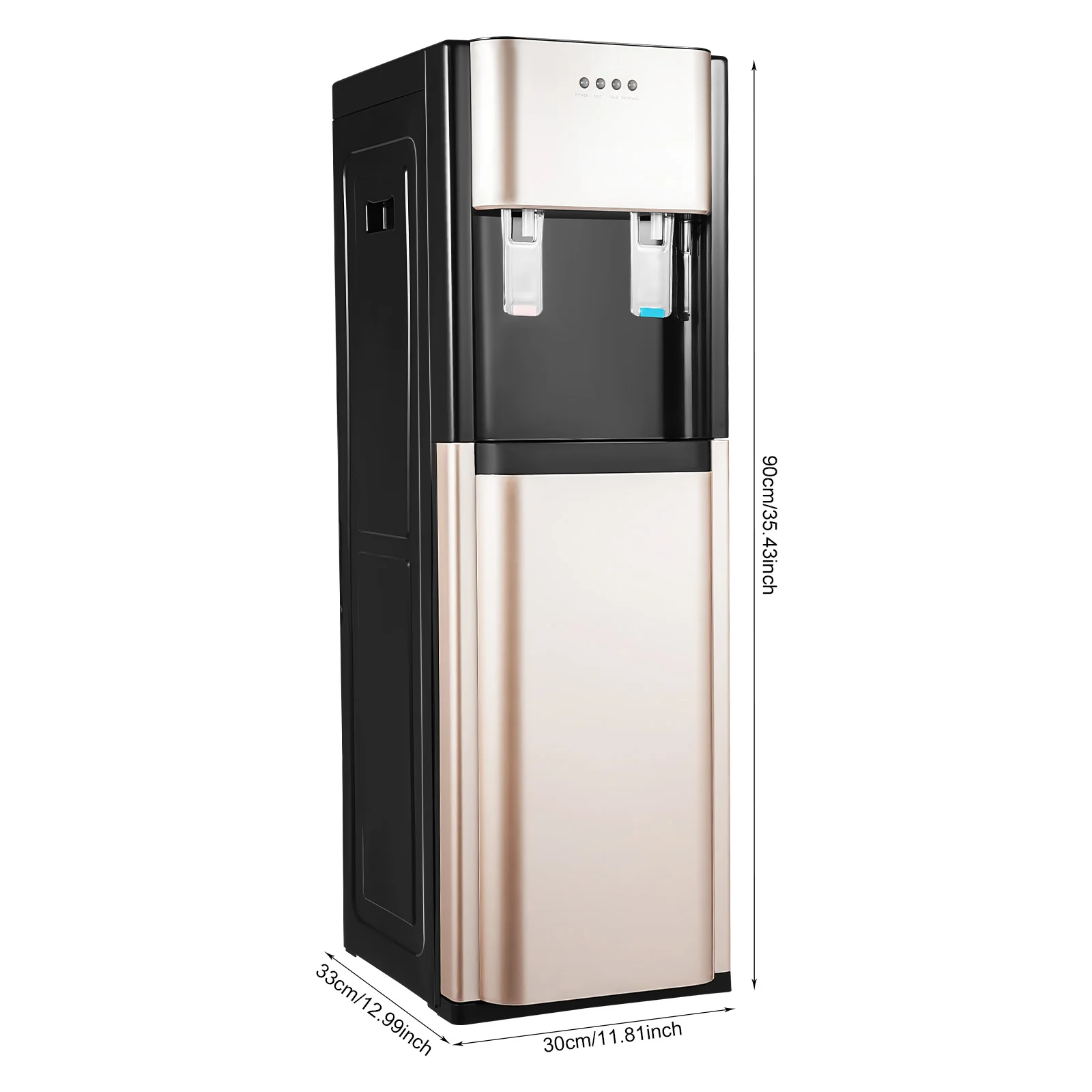 

Water Cooler Dispenser, Water Cooler with Hot & Cold, Bottom Loading, Durable Stainless Steel Liner, PP Shell, 450W Heating, 70W Cooling for Home Kitchen, Anti-corrosion, Gold, US Standard