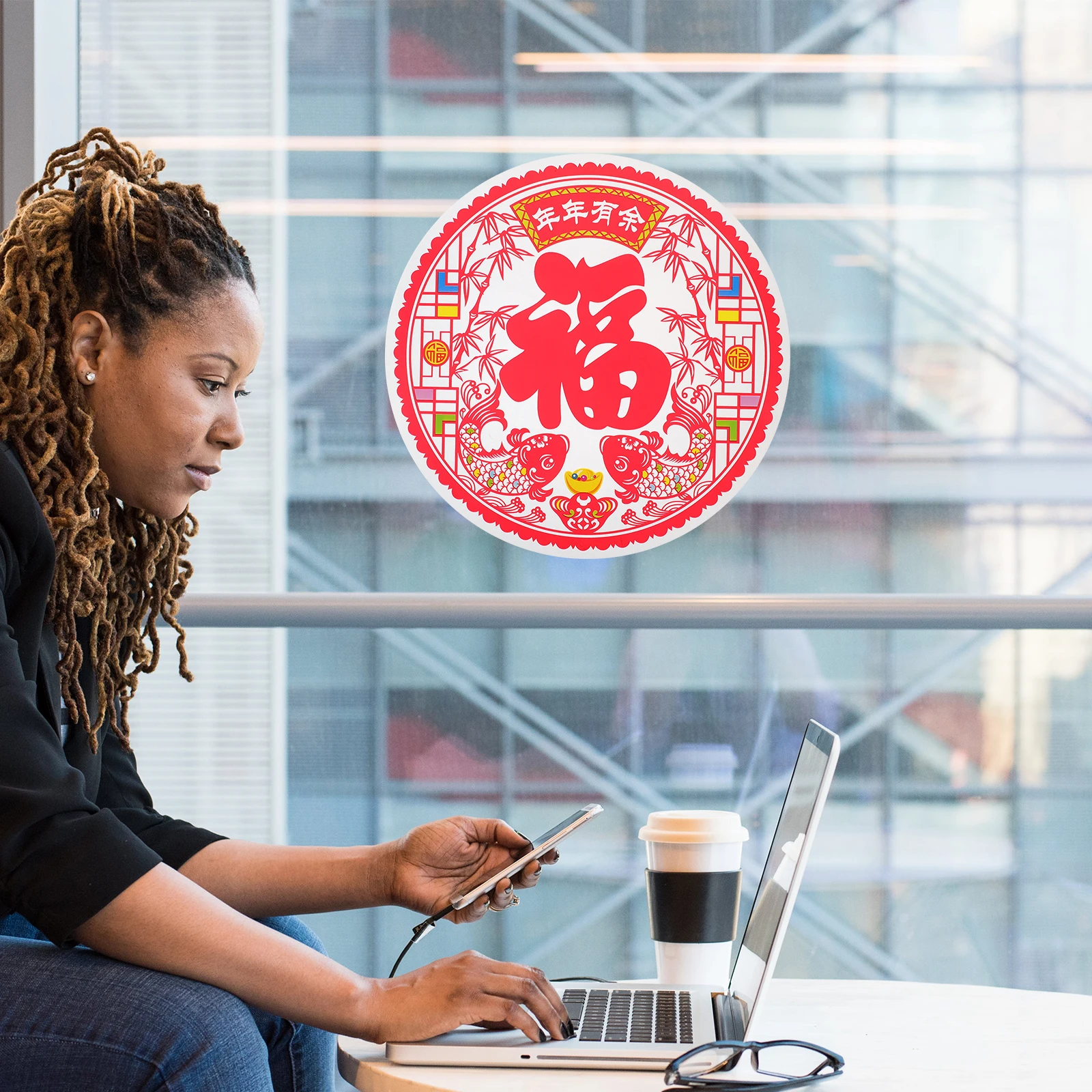 20 قطعة ملصقات شخصية فو ثابتة قابلة للإزالة مشرق كهرباء السنة الجديدة نافذة يتمسك مهرجان الربيع باب زجاجي ديكور